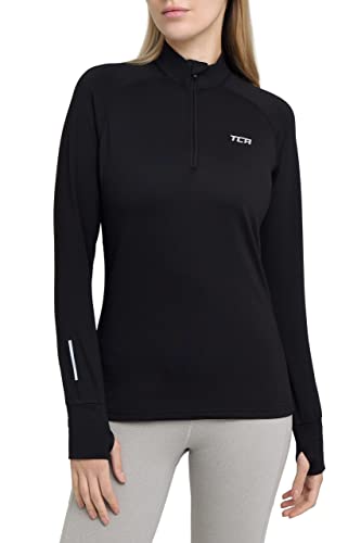 TCA Damen Winter Running Langarm Laufshirt mit Brustreißverschluss - Schwarz, S von TCA