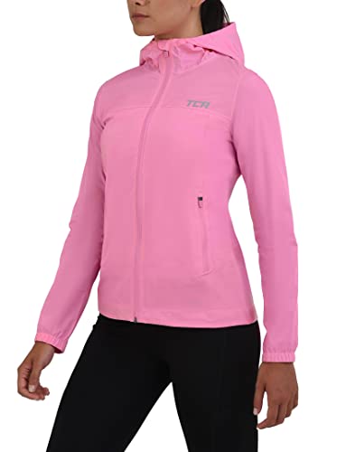 TCA Damen leichte wasserdichte Regenjacke mit Reißverschlusstaschen - Rosa/Orange, M von TCA