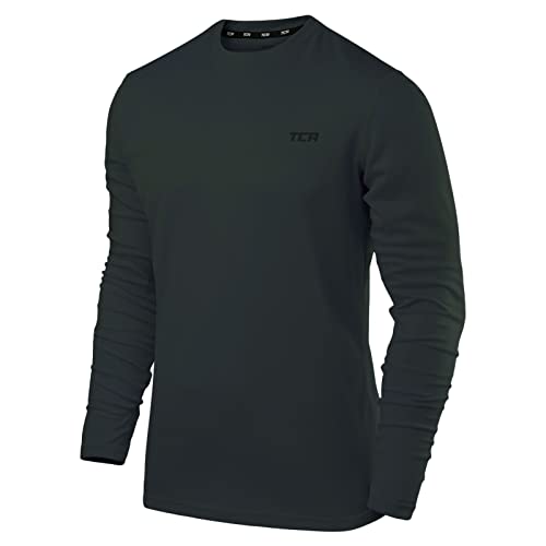 TCA Element Sport Langarmshirt Herren - Funktionsshirt mit Rundhalsausschnitt - Laufshirt Running Shirt atmungsaktiv - Langarm Sportshirt - Sport Oberteil - Dunkelgrün, XXL von TCA