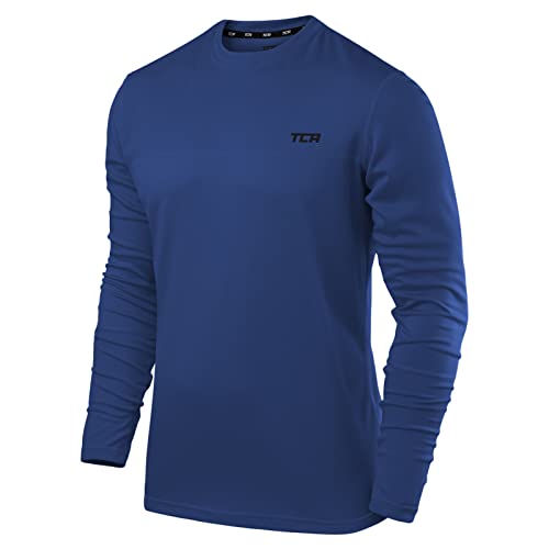 TCA Element Sport Langarmshirt Herren - Funktionsshirt mit Rundhalsausschnitt - Laufshirt Running Shirt atmungsaktiv - Langarm Sportshirt - Sport Oberteil - Leuchtend Blau, XXL von TCA