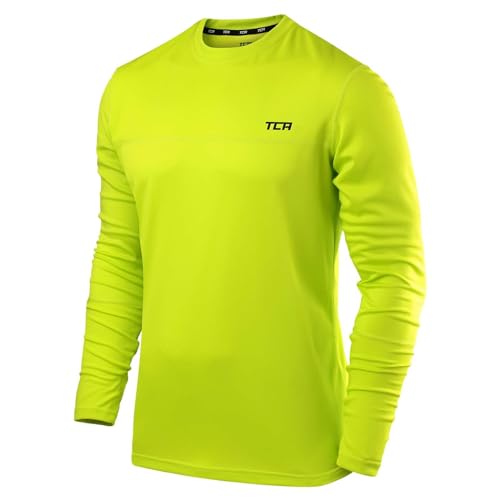 TCA Element Sport Langarmshirt Herren - Funktionsshirt mit Rundhalsausschnitt - Laufshirt Running Shirt atmungsaktiv - Langarm Sportshirt - Sport Oberteil - Licht Grün, XL von TCA