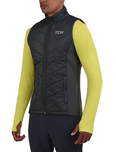 TCA Herren Excel Runner Leichte und gepolsterte Weste mit Reißverschlusstaschen - Dunkelgrün, XL von TCA