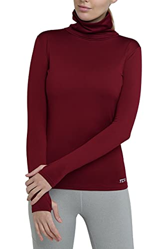 TCA Frauen Winter Langarm Laufshirt mit Reißverschluss - Cabernet, S von TCA
