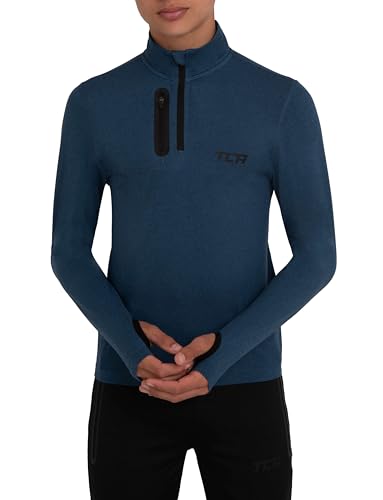 TCA Funktionsshirt Jungen Langarm - Fusion Pro Quickdry Langarmshirt atmungsaktiv - Wandershirt Laufshirt mit Reißverschluss - Outdoor Longsleeve Sport Pullover - Dunkelblau/Dunkelblau, 8-10 Jahre von TCA