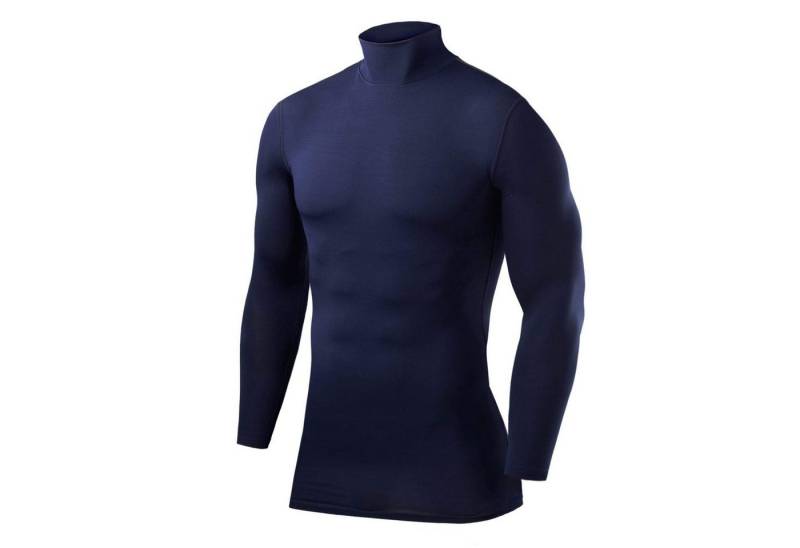 TCA Funktionsshirt PowerLayer Herren Kompressionsoberteil Langarm Mock Neck - Dunkelblau (1-tlg) von TCA