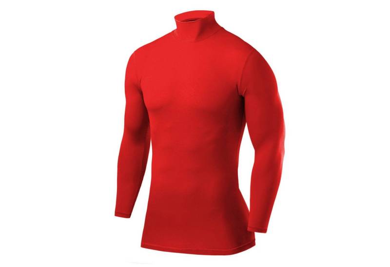 TCA Funktionsshirt PowerLayer Herren Kompressionsoberteil Langarm Mock Neck - Rot (1-tlg) von TCA
