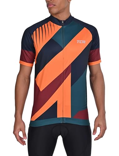 TCA Radtrikot für Herren - Fahrradtrikot für Männer - Rennrad Trikot Herren mit Taschen - Fahrradtrikot - Fahrradbekleidung - Radsport-Bekleidung - Radtrikot Kurzarm - Grafik Orange, L von TCA