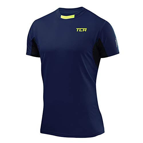 TCA Herren Atomic T-Shirt Quickdry, Traningsshirt, Laufshirt - Dunkelblau, XL von TCA