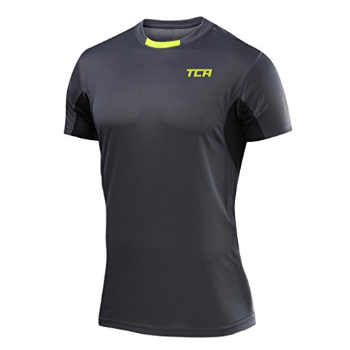 TCA Herren Atomic T-Shirt Quickdry, Traningsshirt, Laufshirt - Dunkelgrau, L von TCA