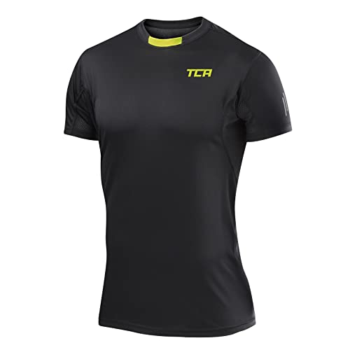 TCA Herren Atomic T-Shirt Quickdry, Traningsshirt, Laufshirt - Schwarz, L von TCA