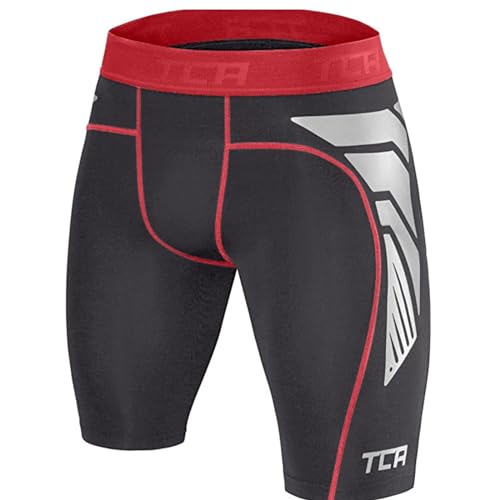 TCA Herren CarbonForce Pro Thermo Kompression Unterwäsche Shorts - Schwarz/Rot, L von TCA