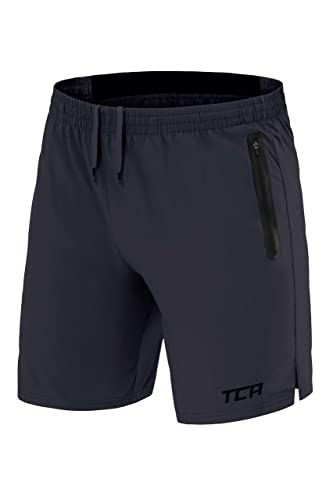 TCA Herren Elite Tech Leichte Laufhose Gymshorts Trainingsshorts und Laufshorts mit Reißverschlusstaschen - Sporthose Herren Kurz - Dunkelgrau, M von TCA