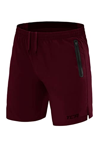 TCA Herren Elite Tech Leichte Laufhose Gymshorts Trainingsshorts und Laufshorts mit Reißverschlusstaschen - Sporthose Herren Kurz - Dunkelbraun, L von TCA