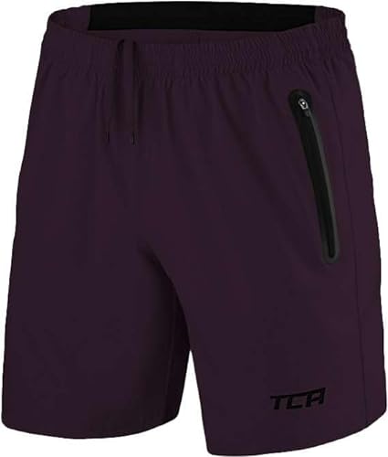 TCA Herren Elite Tech Leichte Laufhose Gymshorts Trainingsshorts und Laufshorts mit Reißverschlusstaschen - Sporthose Herren Kurz - Lila, L von TCA