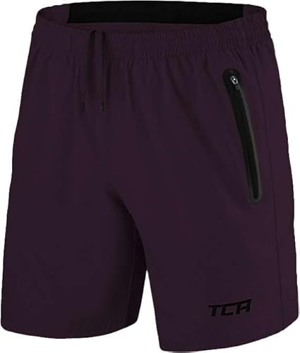 TCA Herren Elite Tech Leichte Laufhose Gymshorts Trainingsshorts und Laufshorts mit Reißverschlusstaschen - Sporthose Herren Kurz - Lila, M von TCA