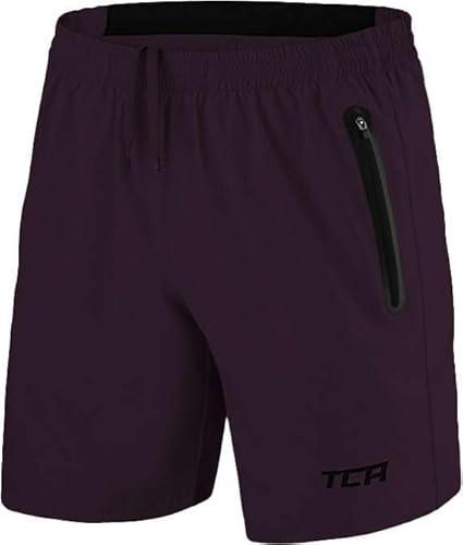 TCA Herren Elite Tech Leichte Laufhose Gymshorts Trainingsshorts und Laufshorts mit Reißverschlusstaschen - Sporthose Herren Kurz - Lila, S von TCA