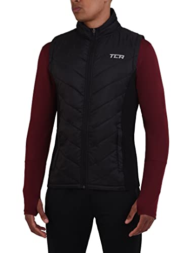 TCA Herren Excel Runner Leichte und gepolsterte Weste mit Reißverschlusstaschen - Schwarz, L von TCA