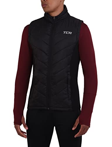 TCA Herren Excel Runner Leichte und gepolsterte Weste mit Reißverschlusstaschen - Schwarz, S von TCA