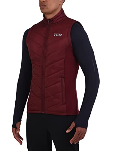 TCA Herren Excel Runner Leichte und gepolsterte Weste mit Reißverschlusstaschen - Cabernet, XXL von TCA