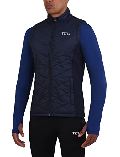 TCA Herren Excel Runner Leichte und gepolsterte Weste mit Reißverschlusstaschen - Dunkelblau, XL von TCA