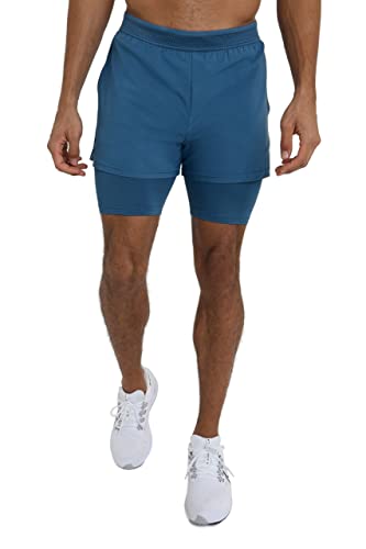 TCA Herren Flyweight 2 in 1 leichte Laufhose mit Taschen - Blau, L von TCA