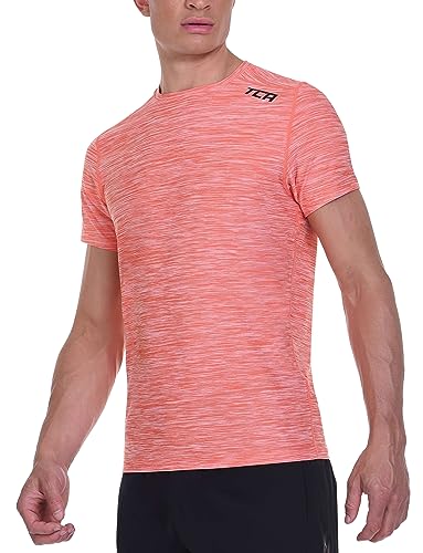 TCA Herren Galaxy Kurzarm Fitness Lauf Shirt - Orange, XXL von TCA