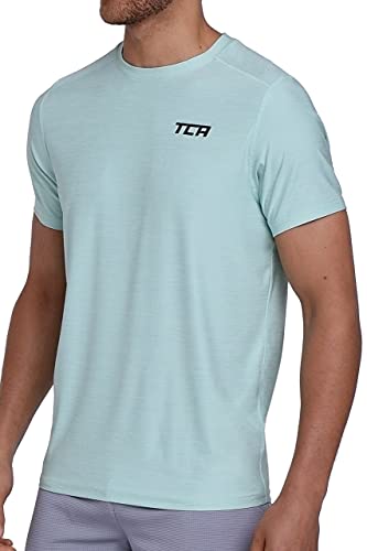 TCA Herren Galaxy Kurzarm Fitness Lauf Shirt - Hellblau, L von TCA