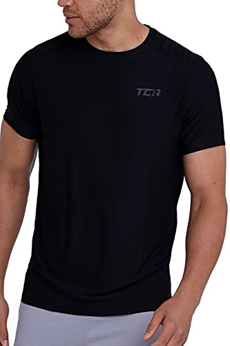 TCA Herren Galaxy Kurzarm Fitness Lauf Shirt - Schwarz, XXL von TCA