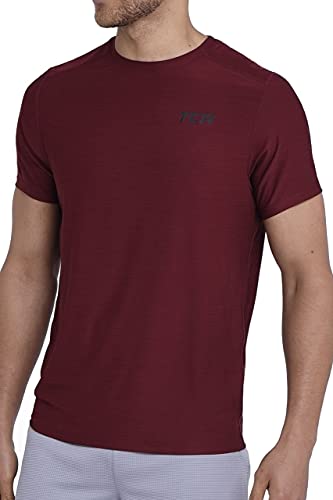 TCA Herren Galaxy Kurzarm Fitness Lauf Shirt - Cabernet, L von TCA