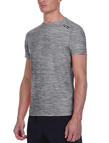 TCA Herren Galaxy Kurzarm Fitness Lauf Shirt - Hellgrau, L von TCA