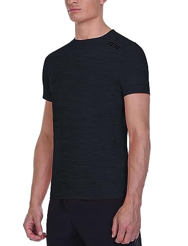 TCA Herren Galaxy Kurzarm Fitness Lauf Shirt - Schwarz (Alt), L von TCA