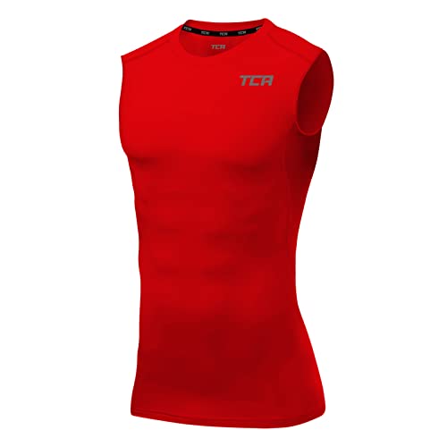 TCA Herren HyperFusion Kompressions-Baselayer Weste Unterhemd - Rot, L von TCA
