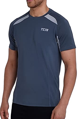 TCA Herren Kurzarm Quickdry Performance Sport und Gym Oberteil - Dunkelgrau, L von TCA