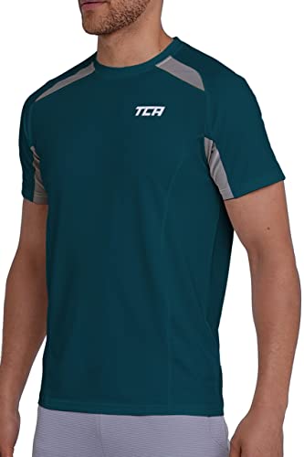 TCA Herren Kurzarm Quickdry Performance Sport und Gym Oberteil - Grün, L von TCA