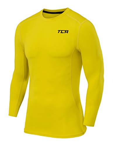 TCA Herren Langarm Kompressionsshirt mit Thermo Funktion - Gelb, L von TCA