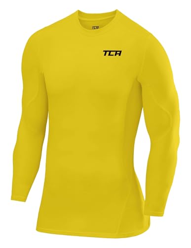 TCA Herren Langarm Kompressionsshirt mit Thermo Funktion - Gelb, S von TCA
