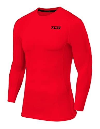 TCA Herren Langarm Kompressionsshirt mit Thermo Funktion - Rot, M von TCA