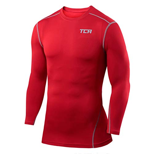 TCA Herren Langarm Kompressionsshirt mit Thermo Funktion - Rot (Alt), M von TCA