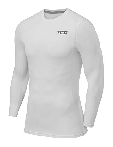 TCA Herren Langarm Kompressionsshirt mit Thermo Funktion - Weiss, L von TCA