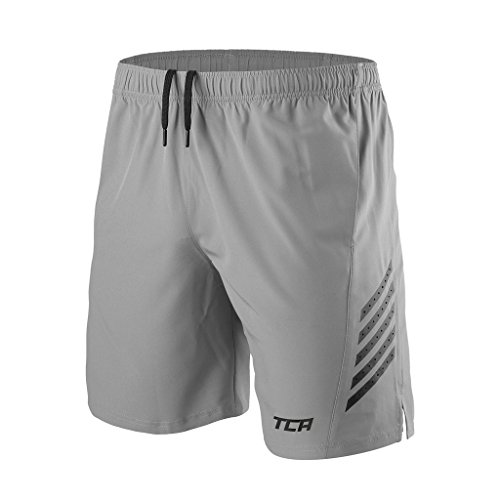 TCA Herren Laser Leichtgewichtige Laufshorts mit Taschen - Hellgrau, L von TCA