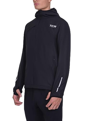 TCA Herren Lauf-Softshelljacke. Reflektierende atmungsaktive Packable-Jacke mit Reißverschlusstaschen - Schwarz, M von TCA