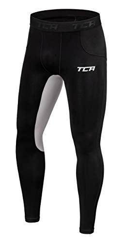 TCA Herren Leggings, Kompressionshose, Sporthose, Lang - Schwarz/Hellgrau (Alt), XL von TCA