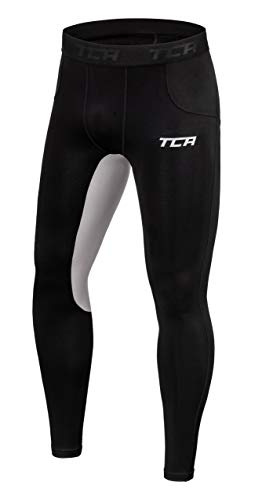 TCA Herren Leggings, Kompressionshose, Sporthose, Lang - Schwarz/Hellgrau (Alt), XXL von TCA