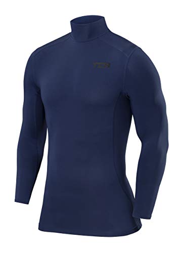 TCA Herren Pro Performance Kompression Langarm Thermo Oberteil mit Stehkragen - Blau, XL von TCA