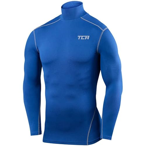 TCA Herren Pro Performance Kompression Langarm Thermo Oberteil mit Stehkragen - Hellblau, S von TCA