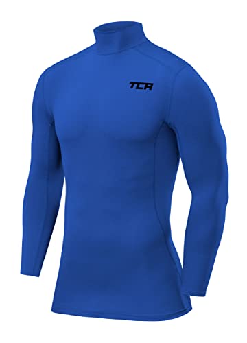 TCA Herren Pro Performance Kompression Langarm Thermo Oberteil mit Stehkragen - Leuchtend Blau, L von TCA