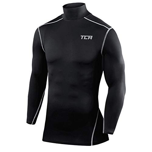 TCA Herren Pro Performance Kompression Langarm Thermo Oberteil mit Stehkragen - Schwarz (Alt), M von TCA