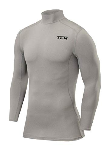 TCA Herren Pro Performance Kompression Langarm Thermo Oberteil mit Stehkragen - Grau, XXL von TCA