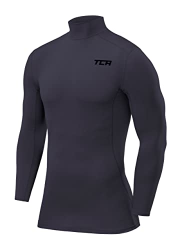 TCA Herren Pro Performance Kompression Langarm Thermo Oberteil mit Stehkragen - Dunkelgrau, M von TCA