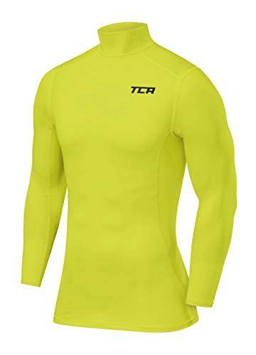 TCA Herren Pro Performance Kompression Langarm Thermo Oberteil mit Stehkragen - Licht Grün, M von TCA